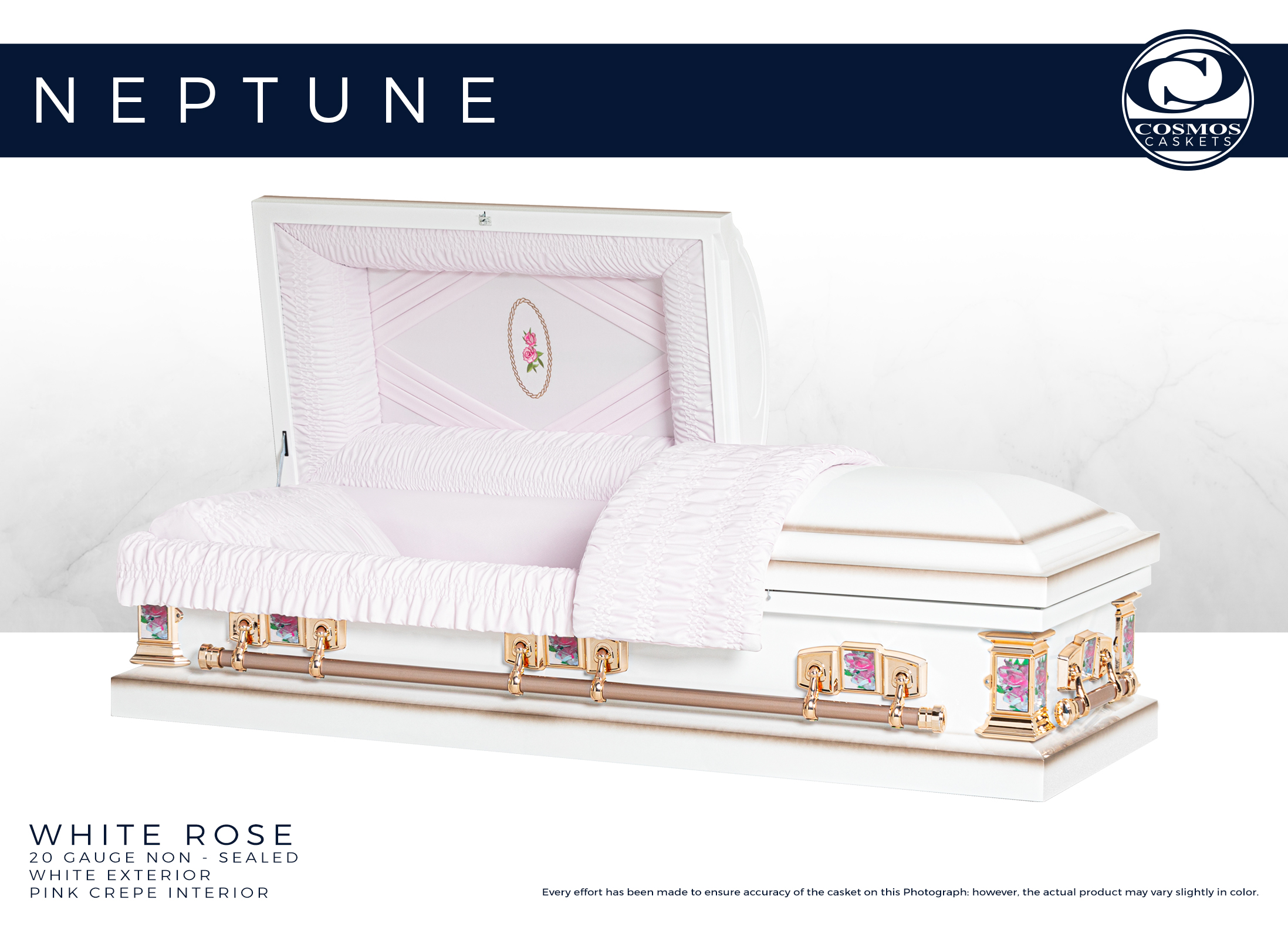 Neptune White Rose – CosmosCaskets.com